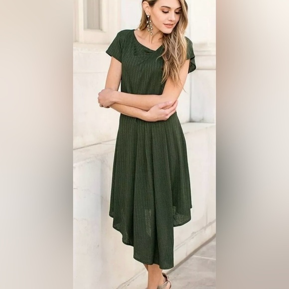 Joyfolie Asymmetrical Dress in Forest Green Marli size L NWT - Picture 1 of 12